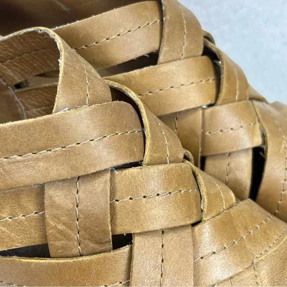 Frye Ray Huarache Woven Leather Ankle Booties Shoes-Womens 10-Tan/Brown-Designer - Picture 11 of 14